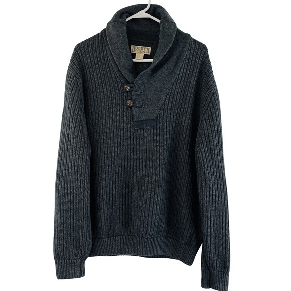 Mens XL Duluth High‎ Neck Infantry Sweater Gray Cotton Wool Blend Standard Fit - Picture 1 of 8